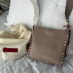 Valentino Garavani Studded Grey/Beige Mini Hobo